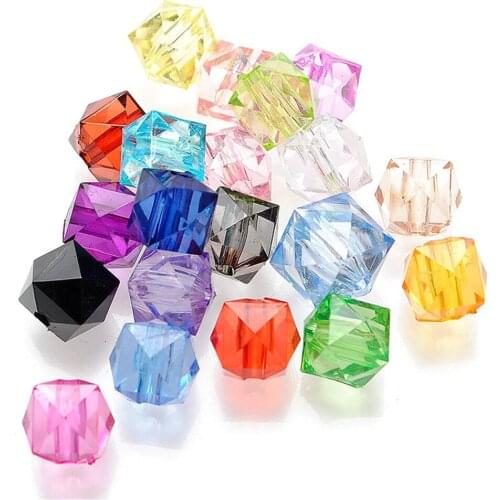 50pcs 10mm 19 Color Acrylic Bead Spacer Beads Ecofriendly Ball Loose Beads Transparent Square Beads For DIY Jewelry Making