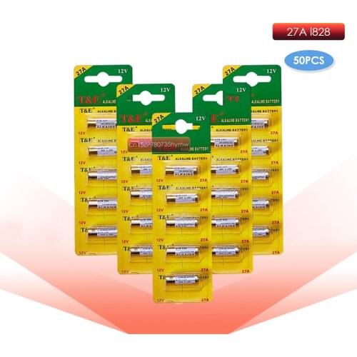 50pcs 12V 27A Alkaine Batteries G27A MN27 MS27 GP27A A27 L828 V27GA ALK27A A27BP K27A VR27 R27A Doorbell alarm remote control