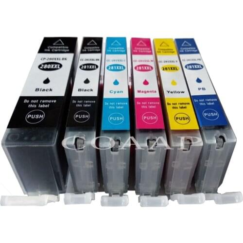 6x Compatible PGI-280 CLI-281 ink cartridge for CANON TR7520 TR8520 TS6120 TS8120 TS9120 Printer