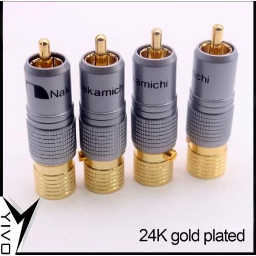 8pcs YIVO XSSH Hi-end HIFI DIY Brass 62% Copper plating 24K gold Male Audio Video RCA Plug Connector Plugs Jack