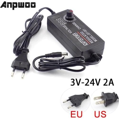 ANPWOO Adapter AC 100-220V to DC 3V-12V 3V-24V 9V-24V 2A 3A 5A power Supply plug LED Driver display adaptor led strip light