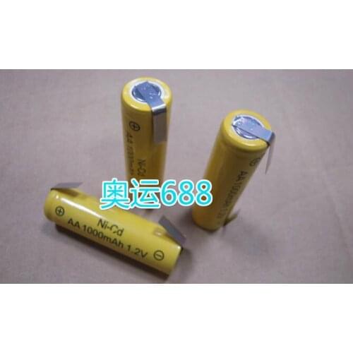 10PCS AA 1.2V 1000mAh Flathead Battery Razor Battery with Soldering AA1000MAH