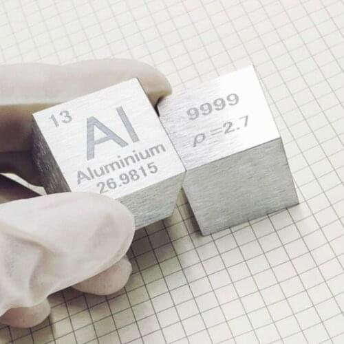 Aluminium Metal in the periodic table- Cube Side length is one inch (25.4mm) and weight is about 44.3g 99.99