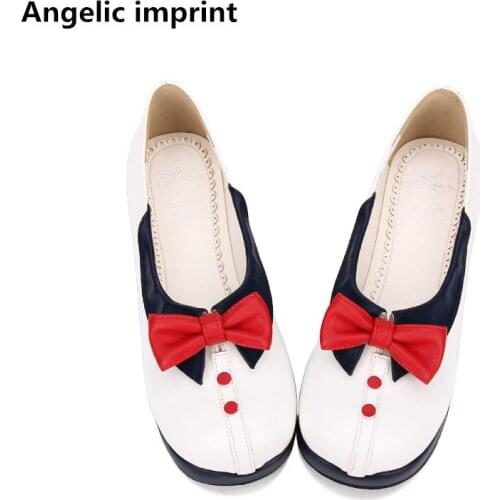 Angelic imprint woman mori girl lolita cosplay shoes lady low wedges heels pumps women princess dress party shoes 33-47 3cm bows