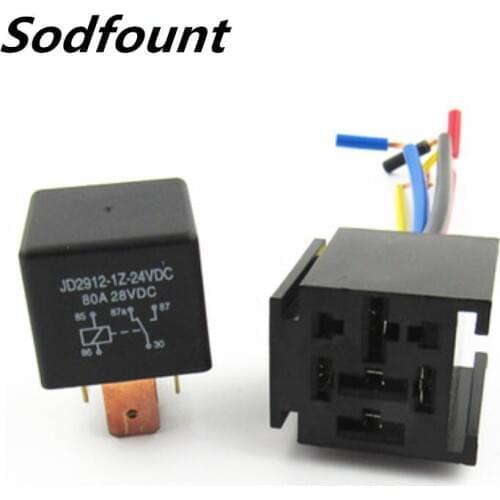 10PCS 80A car relay JD1912 12v with cable socket 5 plug conversion type
