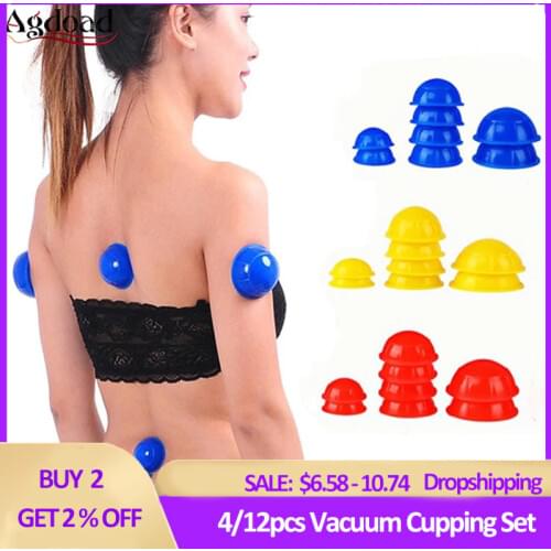 4/12pcs Vacuum Cupping Set Silicone Cupping Therapy Cans Rubber Body Slimming Suction Cups Back Massager