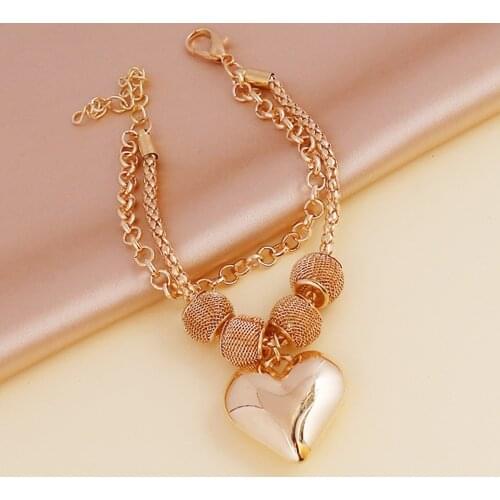 Loving Heart Bracelet Women Metal Beads Jewelry Accessories 2021 Fashion Body Decorations