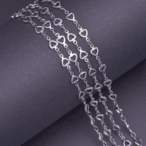 1Meter/Lot 5mm Width Stainless Steel Heart Love Charms Link Chain Making For Men Women Necklaces Bracelet Jewelry Wholesale