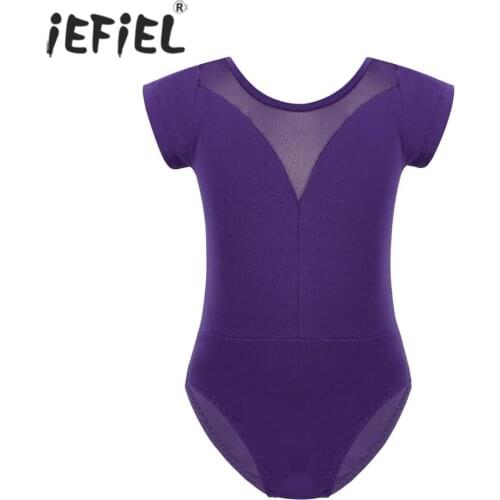 IEFiEL Girls Tutu Dancewear Splice V-Neck Dance Costume Ballet Dance Turnpakje Gymnastics Leotard for Kids Ballet Tutu Ballerina