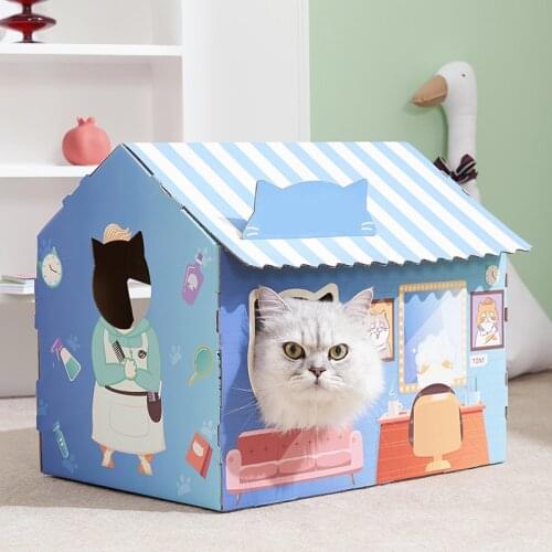 Cat House Cat Carton Nest Cat Scratch Board Grinder Claw Wear-Resistant Supplies Pet Cat Sleep Play Bed
