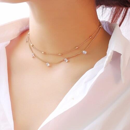 Double Layer Choker Necklace For Women Multilayer Chain Choker Necklace Summer Beach Jewelry Gift Drop shipping