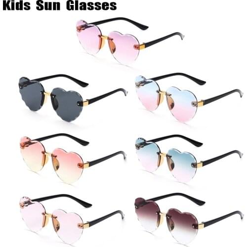 Brand New Kids Rimless Sunglasses Heart-shaped UV 400 Protection Ocean Lenses Sun Glasses Eyewear Girls Boys Party/Photography