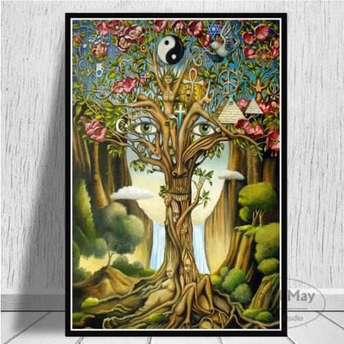 Psychedelic Trippy Tree Life Art Posters And Prints Canvas Painting Pictures On The Wall Abstract Decorative Home Decor Quadro
