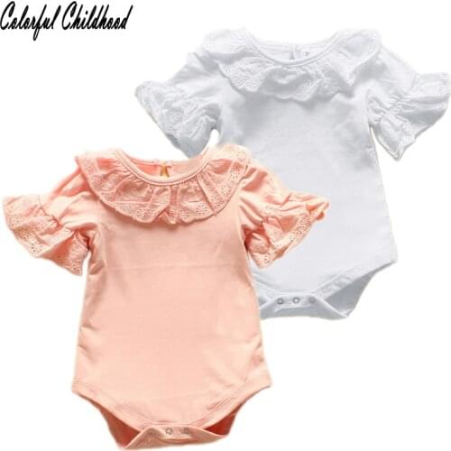 Colorful Childhood infant newborn baby rompers baby girls lace flower jumpsuits vestido infantil One pieces Outfits