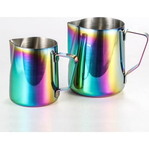 Colorful Stainless Steel Frothing Pitcher Pull Flower Cup Espresso Cappuccino Art Pitcher Jug Milk Frothers Mug Coffee Tool