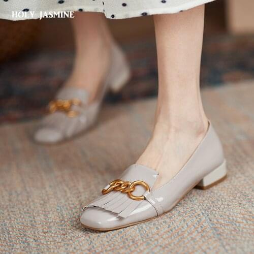 Concise Designer Shoes for Women Genuine Leather Low Heels Pumps 2021 New Spring Working Loafers Working Party Shoes Woman Heels