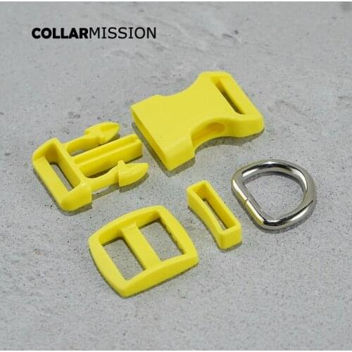 Many color(plastic buckle+Tri-Glid+square keeper+D ring) DIY dog collar 20mm webbing sewing lovely yellow accessory premium