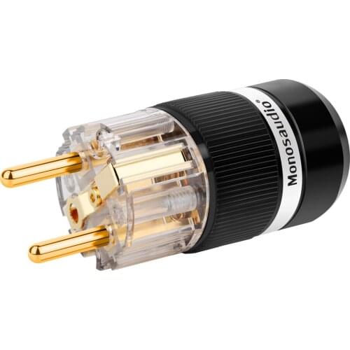 Monosaudio E101G/F101G Transparent Pure Copper Gold Plated EUR Schuko Hifi Power Cord Cable Power Plug IEC Female Connector