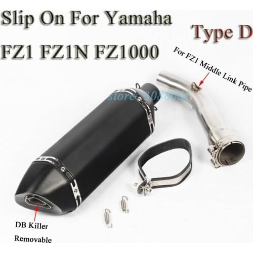 Motorcycle Full System Exhaust Slip On For Yamaha FZ1 FZ1N FZ1000 Modified Motorbike Carbon Fiber Muffler Middle Tube Link Pipe