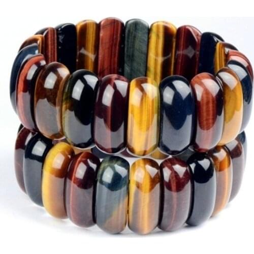 Genuine Natural Colorful Tiger Eye Gemstone Blue Red Yellow Barrel Beads Women Men Powerful Stretch 25x10mm Jewelry AAAAA