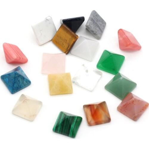 2 Pcs Natural Stone Pendant Pyramid Shape Healing Crystal Agates Stone Charms No Hole for Jewelry Making Women Necklace Bracelet