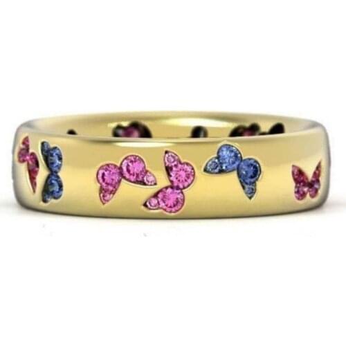 Drop Shipping Fashion Beautiful Butterfly Zircon Ring Classic Women Engagement Ring Weddings Bands Jewelry