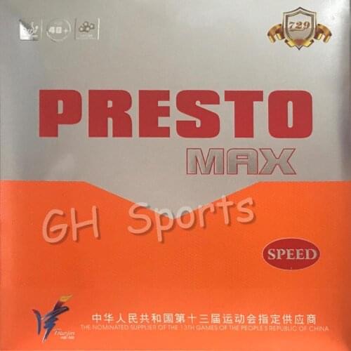 Friendship 729 PRESTO MAX (2019 New) Spin / Speed (Non-tacky Rubber + Macroporous Sponge) Table Tennis Rubber Ping Pong Sponge
