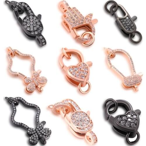 Luxury Zircon Lobster Clasp Hooks Pearl Necklace Bracelet Chain DIY Jewelry Accessory Findings Supplies For Decorative Jewelry