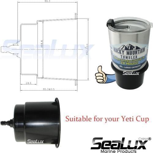 Sealux UV Stabilized 2 pcs per set Plastic Yeti Drink Holder Cup holder with drain for Marine Boat Yacht