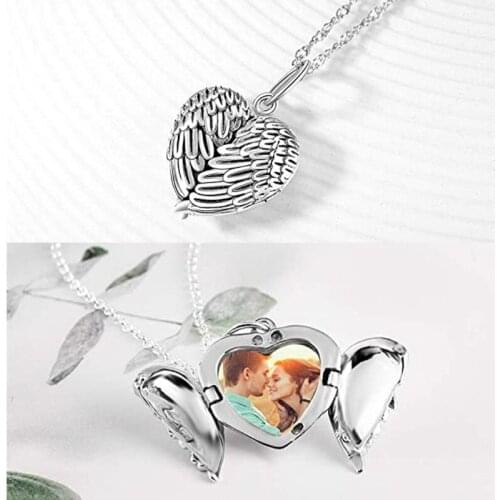 Heart Sublimation Blanks Angel Wing Necklaces Custom Photo Printable MDF Pendant 87HB