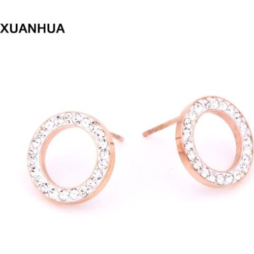 XUANHUA Wholesale Stainless Steel Stud Earrings For Women Earrings With Stones Brincos Earings Fashion Jewelry Earrings 2019