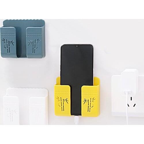 Punch Free Wall Mounted Organizer Practical Remote Control Mobile Phone Charging Bracket Nailfree Storage Holders Rack