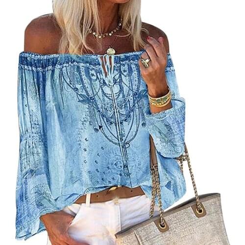 Women T-Shirts Long Sleeve Off Shoulder Floral Print Hollow Out Lace Up Tee Top Streetwear Womens Clothing vetement femme 2021