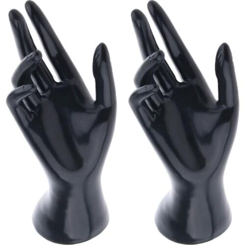 2Pieces Female Mannequin Hand for Jewelry Bracelet Ring Watch Display Black