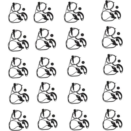 20 Pieces G Type Soft Ear Hook Earpiece Headset with Push to Talk and Microphone for Linton Walkie Talkie