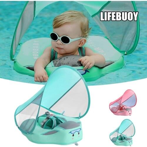 2021 Solid Non Inflatable Baby and Toddler Swimming Ring Waterproof Airtight with Sunshade Use for Home swimming Pool N66