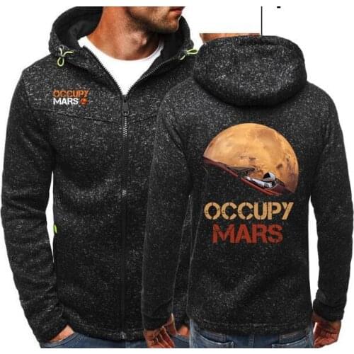 2021 Spring Men Occupy Mars SpaceX Starman Zipper Hoodies Man Elon Musk Space X Tide Jacquard Hoodies Fleece Jacket Sweatshirts