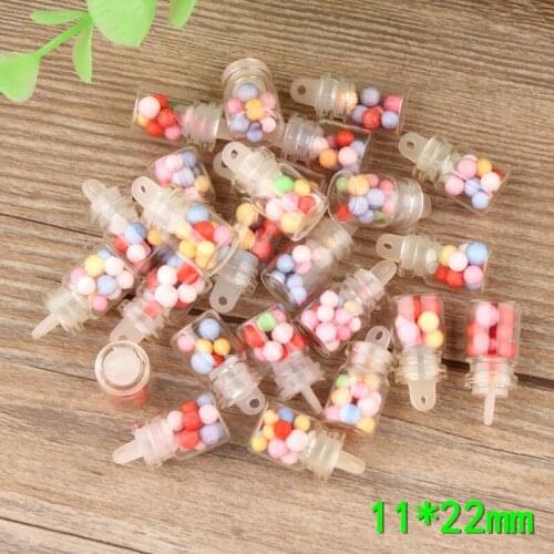 Free Shipping 11*22mm 3D Colorful Round Candy Milk Bottle Resin Jewelry Pendant Charms DIY Jewelry Findings Ornament Accessories