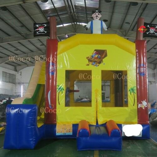 Free shipping to door,commerical new moonwalk bounce inflatable jumps pirate ship bounce house with slide