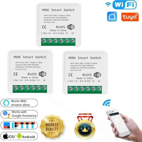 Mini Tuya Wifi DIY Switch Supports 16/10A 2 Way Control Smart Home Automation Module Works With Alexa Google Home Smart Life App