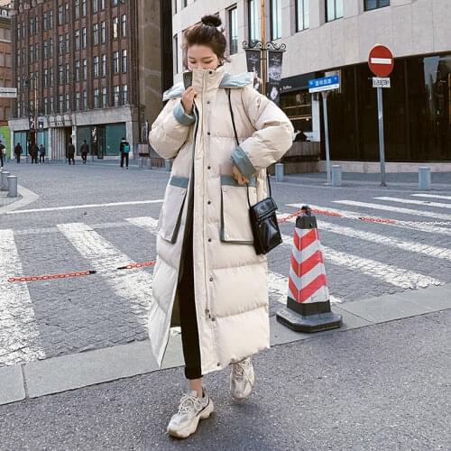 2021 New Korean Version of The Loose and Explosive Padded Jacket Womens Winter Long Section Over The Knee Down Padded Jacket