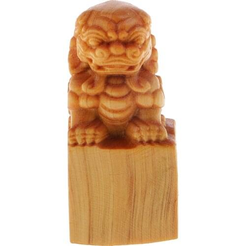 2.3 Inch Small Wooden Handmade Sculpture Chinese Emperor Seal Statue Figurine Feng Shui Car Home Decorative Ornament