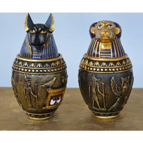 Small Pet Urn Bird Dog Pet Urn Cremation Pet Coffin Funeral Ancient Egyptian Retro Modeling Animal Resin