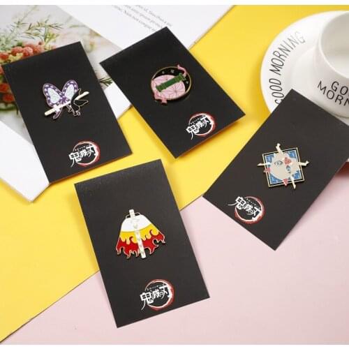 Demon Slayer Metal Badges Broochs kimetsu no yaiba Main Roles Symbol Medal Metal Brooch with Butterfly Clasp 7 Types