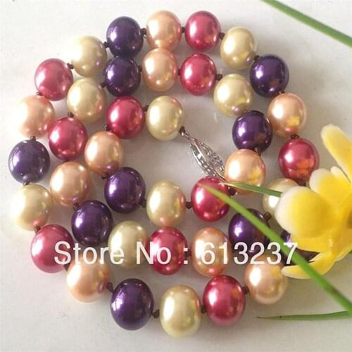 Fashion style 10mm cute color shell simulated-pearl round beads making jewelry necklace for women gifts 18inch MY4058