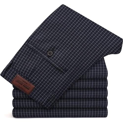 2021 Autumn New Men Straight-leg Business Casual Pants Classic Style Stretch Fabrics Comfortable Pants Male Brand Clothes