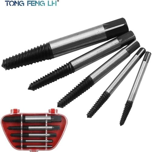 5pcs/Case HSS Double Side Screw Extractor Center Drill Bits Guide Set Broken Damaged Bolt Remover Removal Speed Easy Out Set