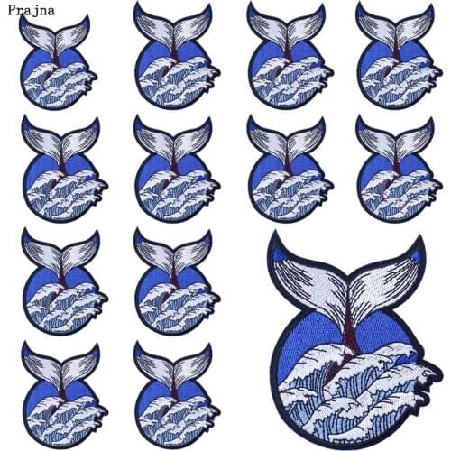 Prajna 10 PCS Whale Patches On Clothes Outdoor Waves Embroiderd Patches For Clothing Stickers Waves Badges Iron On Patches