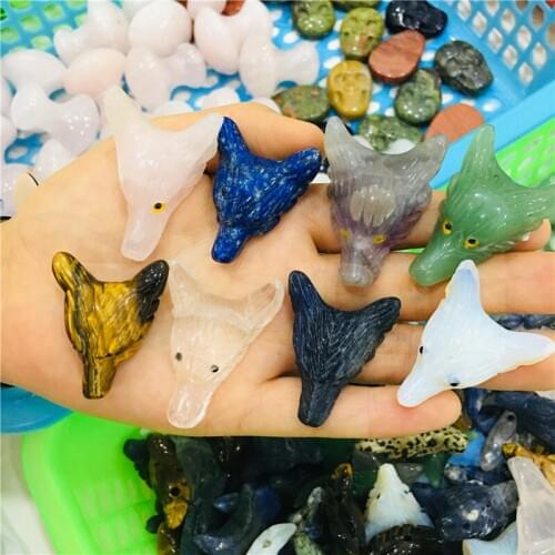 Natural crystal gem head pendant reiki healing hand carved crystal jewelry made with holes