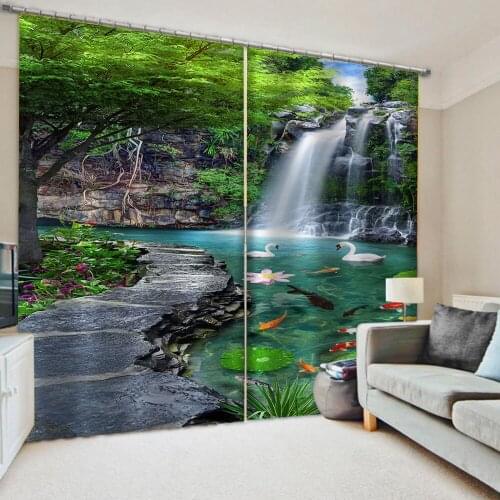 Luxury Blackout 3D Window Curtains For Living Room Bedroom Nature scenery waterfall curtains